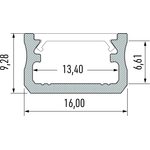 Lumines LED-asennusprofiili A 16x9,28x2020mm anodisoitu musta