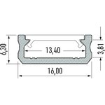 Lumines LED-asennusprofiili D 16x6,3x2020mm anodisoitu musta