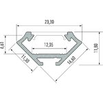 Lumines LED-asennusprofiili KULMA C 23,3x11,8x2020mm anodisoitu alumiini