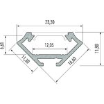 Lumines LED-asennusprofiili KULMA C 23,3x11,8x2020mm anodisoitu musta