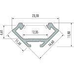 Lumines LED-asennusprofiili KULMA C 23,3x11,8x2020mm anodisoitu inox