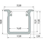 Lumines LED-asennusprofiili uppo G 22x18x2020mm anodisoitu alumiini