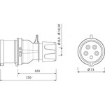 Bemis Voimapistotulppa 32A 5-nap 6H 380V-450V IP44