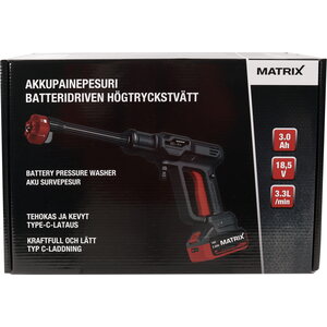 Akkupainepesuri 18,5V 3,3 l/min Sisältää 3.0Ah litiumakun