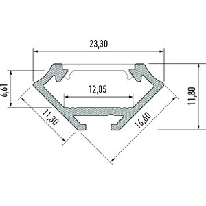 Lumines LED-asennusprofiili KULMA C 23,3x11,8x2020mm anodisoitu musta