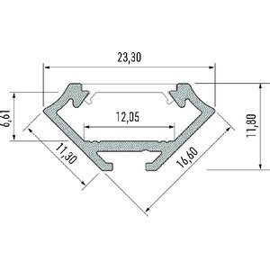Lumines LED-asennusprofiili KULMA C 23,3x11,8x2020mm anodisoitu inox