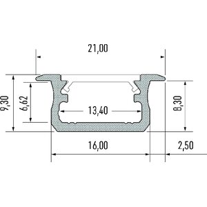 Lumines LED-asennusprofiili UPPO B 21.3x9.3x2020mm anodisoitu alumiini