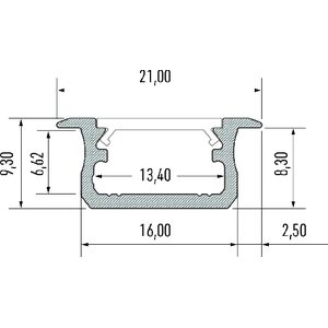 Lumines LED-asennusprofiili UPPO B 21.3x9.3x2020mm anodisoitu inox