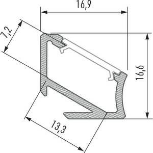 Lumines LED-asennusprofiili H 16,9x16,6x2020mm lakattu valkoinen