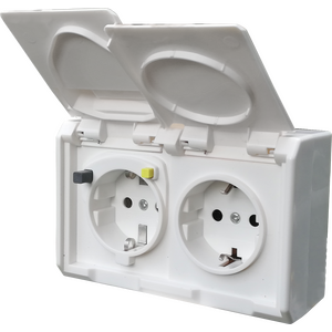 VISU IP44 PLUGIN Vikavirtasuojattupistorasia, 2-osainen, Pinta