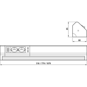 Elektra TYÖPISTEVALAISIN LD8115 779MM 15W 4000K 2XSCHUKO JA 2XUSB