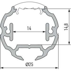 Lumines Lumines asennusprofiili COSMO Ø25mm x 2020mm anodisoitu alumiini