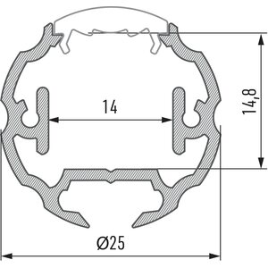 Lumines Lumines asennusprofiili COSMO Ø25mm x 2020mm musta
