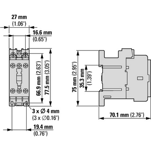 Eaton Kontaktori DILMT9 3nap kela 230VAC 4KW/400V AC-1/20A /AC-3/9A