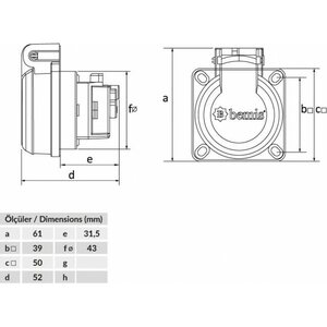 Bemis Schuko pistorasia IP54 (kansiasennus)