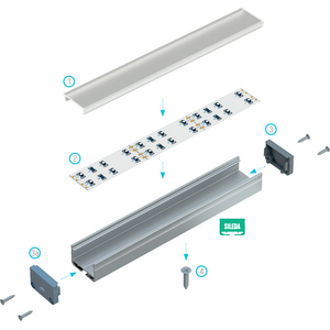 Lumines LED-asennusprofiili SILEDA 27,4x18,1x2020mm anodisoitu musta