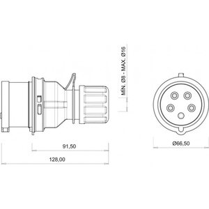 Bemis Voimapistotulppa 16A 5-nap 6H 380V-450V IP44