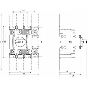 Katko Pääkytkin / Kuormankytkin vääntö-3x160A 400V 90kW