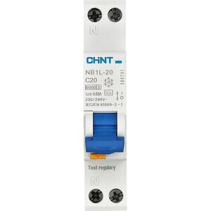 Chint NB1L Vikavirtasuojakytkin 1-mod 2-nap C-käyrä 16A 30mA