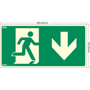 Poistumisreitti nuoli alas