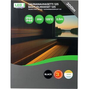 Led Energie Saunanauhasetti 125 musta 2,5m 2700K 10W/m IP44/IP65 200lm himmennettävä