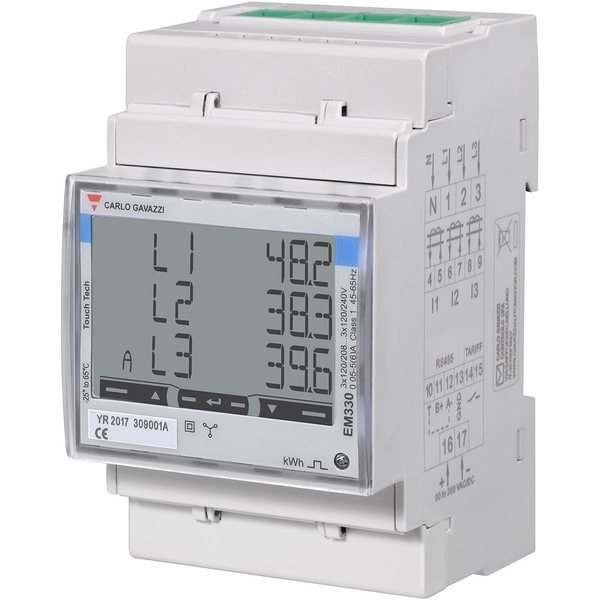 Carlo Gavazzi 3-vaihe Energia mittari (Pulssilähtö, epäsuora mittaus)