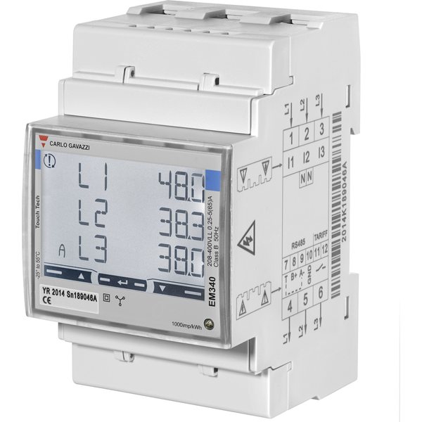 Carlo Gavazzi 3-vaihe Energiamittari (Modbus RTU portti, MID hyväksytty, suora mittaus)