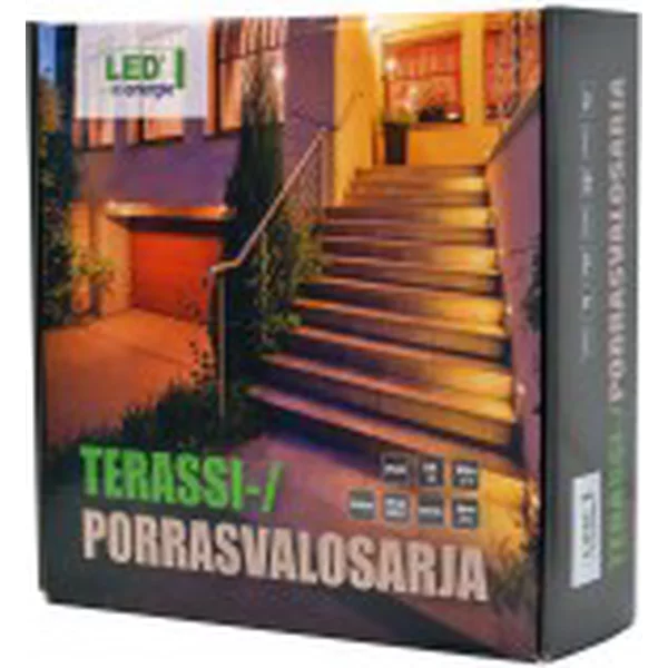 Terassi- ja porrasvalosarja, 1W, 4 kpl sarja, mattakrominvärinen