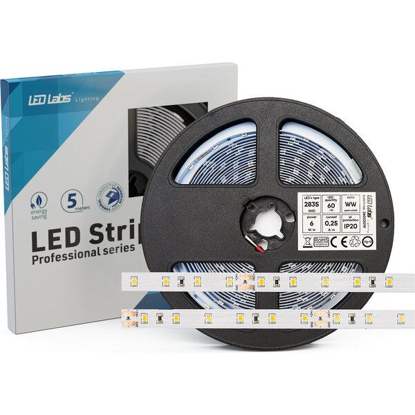 LED-nauha 24VDC, 3000K, 6W/m, IP20, 630lm/m, 5m