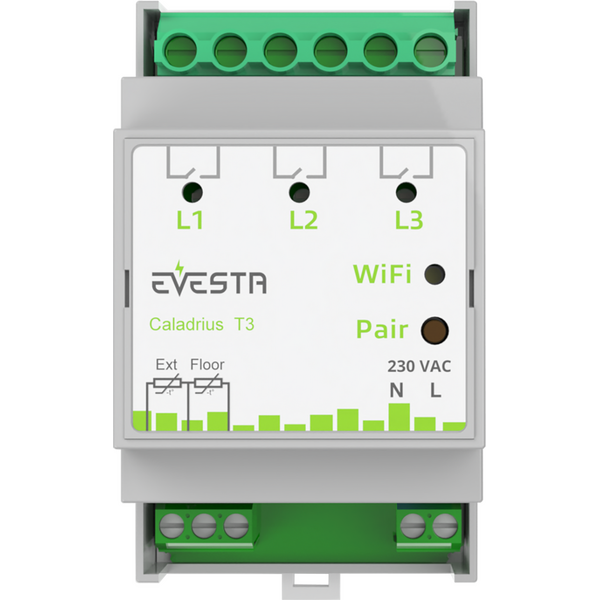 Evesta Caladrius T3 - WI-FI Ohjelmoitava pörssisähkö 3-vaihe termostaatti 3x16A